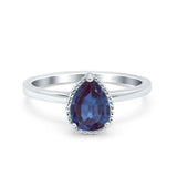 Pear Teardrop Natural Stone Solitaire Ring