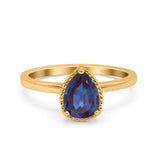 Pear Teardrop Natural Stone Solitaire Ring