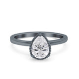 Pear Teardrop Natural Stone Solitaire Ring
