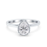 Pear Teardrop Natural Stone Solitaire Ring