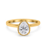 Pear Teardrop Natural Stone Solitaire Ring