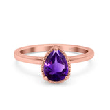 Pear Teardrop Natural Stone Solitaire Ring