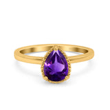Pear Teardrop Natural Stone Solitaire Ring