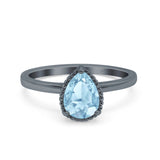 Pear Teardrop Natural Stone Solitaire Ring