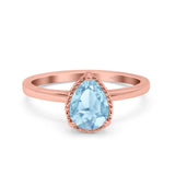 Pear Teardrop Natural Stone Solitaire Ring