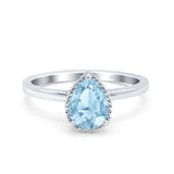 Pear Teardrop Natural Stone Solitaire Ring