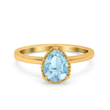 Pear Teardrop Natural Stone Solitaire Ring