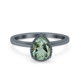 Pear Teardrop Natural Stone Solitaire Ring