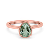 Pear Teardrop Natural Stone Solitaire Ring