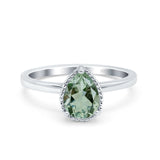 Pear Teardrop Natural Stone Solitaire Ring