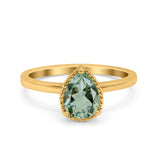 Pear Teardrop Natural Stone Solitaire Ring