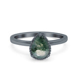 Pear Teardrop Natural Stone Solitaire Ring