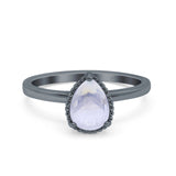 Pear Teardrop Natural Stone Solitaire Ring