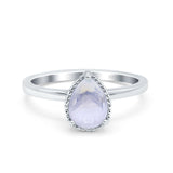 Pear Teardrop Natural Stone Solitaire Ring