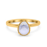 Pear Teardrop Natural Stone Solitaire Ring