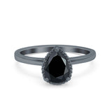 Pear Teardrop Natural Stone Solitaire Ring