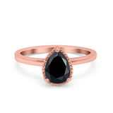 Pear Teardrop Natural Stone Solitaire Ring