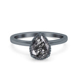 Pear Teardrop Natural Stone Solitaire Ring