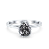 Pear Teardrop Natural Stone Solitaire Ring