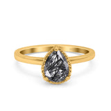 Pear Teardrop Natural Stone Solitaire Ring