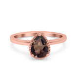 Pear Teardrop Natural Stone Solitaire Ring