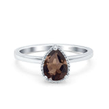 Pear Teardrop Natural Stone Solitaire Ring
