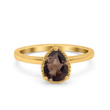 Pear Teardrop Natural Stone Solitaire Ring
