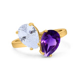 Pear Teardrop Natural Stone Wedding Ring