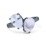 Pear Teardrop Natural Stone Wedding Ring