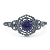 Art Deco Round Natural Stone Beaded Ring