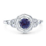 Art Deco Round Natural Stone Beaded Ring