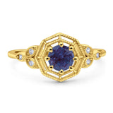 Art Deco Round Natural Stone Beaded Ring