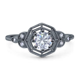 Art Deco Round Natural Stone Beaded Ring
