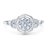 Art Deco Round Natural Stone Beaded Ring