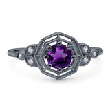 Art Deco Round Natural Stone Beaded Ring