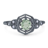 Art Deco Round Natural Stone Beaded Ring