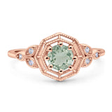 Art Deco Round Natural Stone Beaded Ring