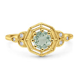 Art Deco Round Natural Stone Beaded Ring