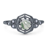Art Deco Round Natural Stone Beaded Ring