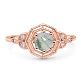 Art Deco Round Natural Stone Beaded Ring