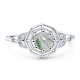 Art Deco Round Natural Stone Beaded Ring
