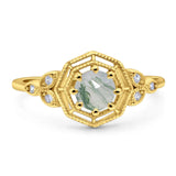 Art Deco Round Natural Stone Beaded Ring