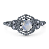 Art Deco Round Natural Stone Beaded Ring