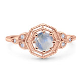 Art Deco Round Natural Stone Beaded Ring