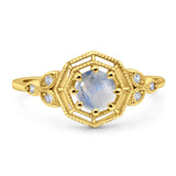 Art Deco Round Natural Stone Beaded Ring