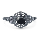 Art Deco Round Natural Stone Beaded Ring
