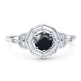 Art Deco Round Natural Stone Beaded Ring