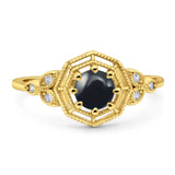 Art Deco Round Natural Stone Beaded Ring