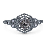 Art Deco Round Natural Stone Beaded Ring