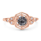 Art Deco Round Natural Stone Beaded Ring